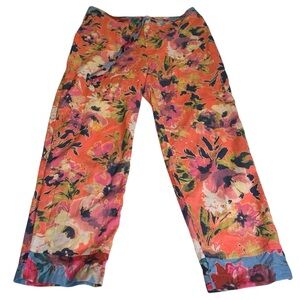 Sundance vibrant flowery light cotton summer pants size S